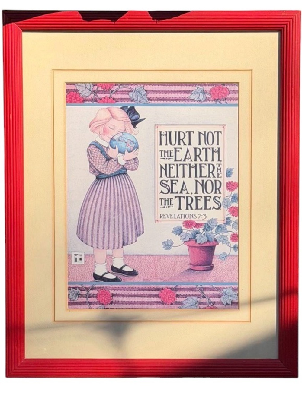 Mary Engelbreit Vintage Framed Christian Bible Verse Wall Art Revelations 7:3